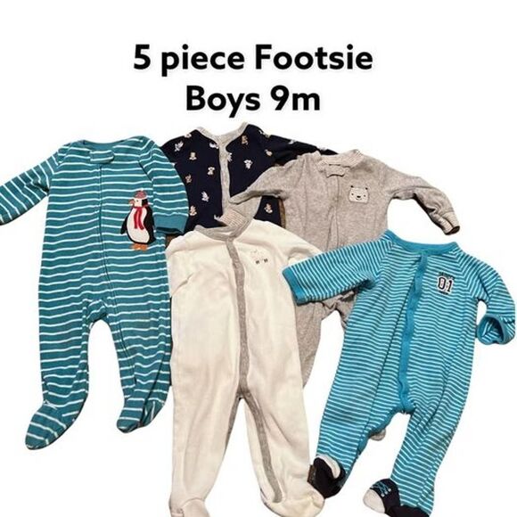 Carters Other - 5 piece bundle baby boy 9m Footsies Carters #G180